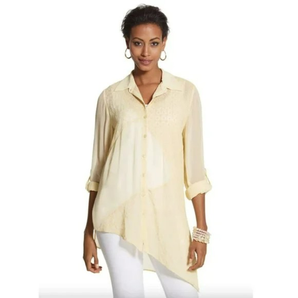 Chico's Cream Button Down Shirt - Picture 2 of 16